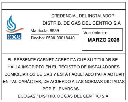 Certificado de electricista matriculado